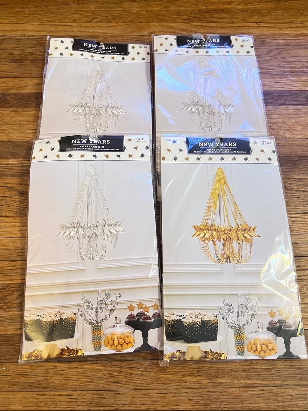 4pc Gold and Silver Hanging Chandelier Party Decorations